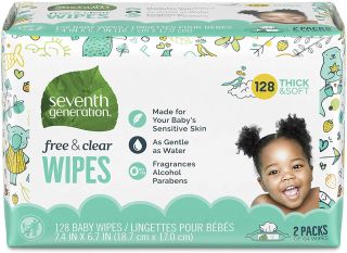 SEVENTH GENERATION FREE & CLEAR BABY WIPES REFILL 128 COUNT