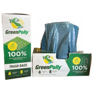 GREEN POLLY TRASH BAGS 13 GALLON