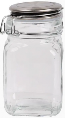 LUCIANO GOURMET GLASS CANISTER WITH STAINLESS STEEL LID