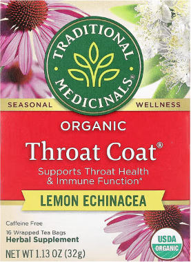 TRADITIONAL MEDICINAL ORGANIC THROAT COAT TEA LEMON ECHINACEA